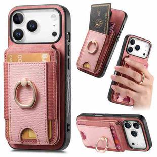 For iPhone 17 Pro Max Retro Splitable Magnetic Stand Card Bag Leather Phone Case(Pink)