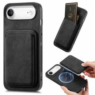 For iPhone Air Retro Leather Card Bag Magnetic Phone Case(Black)