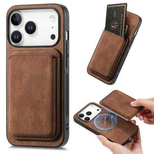 For iPhone 17 Pro Retro Leather Card Bag Magnetic Phone Case(Brown)