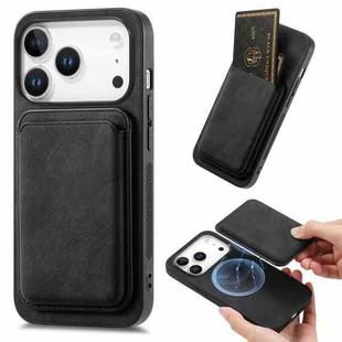 For iPhone 17 Pro Retro Leather Card Bag Magnetic Phone Case(Black)