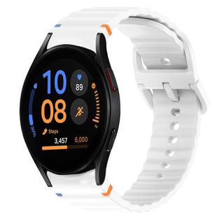 For Samsung Galaxy Watch FE 40mm Wavy Grain Stitched Quick Release Silicone Watch Band(White)