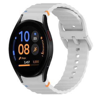 For Samsung Galaxy Watch FE 40mm Wavy Grain Stitched Quick Release Silicone Watch Band(Light Grey)