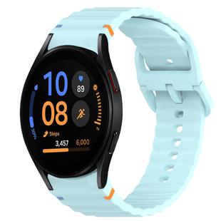 For Samsung Galaxy Watch FE 40mm Wavy Grain Stitched Quick Release Silicone Watch Band(Light Blue)