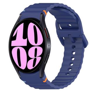 For Samsung Galaxy Watch 6 44mm Wavy Grain Stitched Quick Release Silicone Watch Band(Midnight Blue)