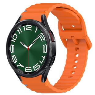 For Samsung Galaxy Watch 6 Classic 47mm Wavy Grain Stitched Quick Release Silicone Watch Band(Orange)