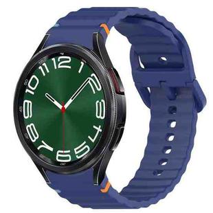 For Samsung Galaxy Watch 6 Classic 47mm Wavy Grain Stitched Quick Release Silicone Watch Band(Midnight Blue)