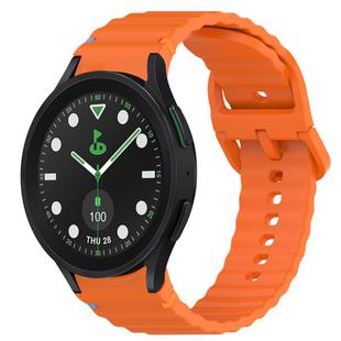 For Samsung Galaxy Watch 5 Pro Golf Edition Wavy Grain Stitched Quick Release Silicone Watch Band(Orange)