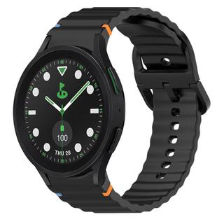 For Samsung Galaxy Watch 5 Pro Golf Edition Wavy Grain Stitched Quick Release Silicone Watch Band(Black)