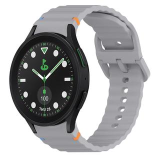 For Samsung Galaxy Watch 5 Pro Golf Edition Wavy Grain Stitched Quick Release Silicone Watch Band(Dark Grey)