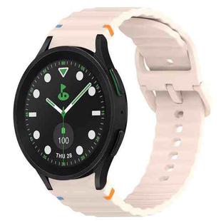 For Samsung Galaxy Watch 5 Golf Edition Wavy Grain Stitched Quick Release Silicone Watch Band(Pink)