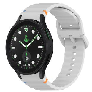 For Samsung Galaxy Watch 5 Golf Edition Wavy Grain Stitched Quick Release Silicone Watch Band(Light Grey)