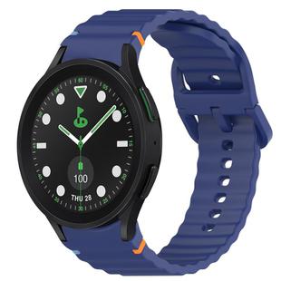 For Samsung Galaxy Watch 5 Golf Edition Wavy Grain Stitched Quick Release Silicone Watch Band(Midnight Blue)