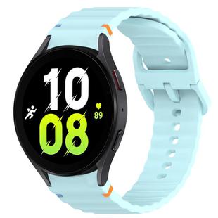 For Samsung Galaxy Watch 5  44mm Wavy Grain Stitched Quick Release Silicone Watch Band(Light Blue)