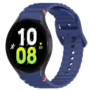 For Samsung Galaxy Watch 5  44mm Wavy Grain Stitched Quick Release Silicone Watch Band(Midnight Blue)