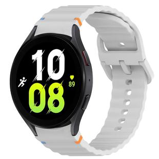 For Samsung Galaxy Watch 5  40mm Wavy Grain Stitched Quick Release Silicone Watch Band(Light Grey)