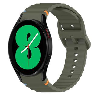 For Samsung Galaxy Watch 4 40mm Wavy Grain Stitched Quick Release Silicone Watch Band(Army Green)