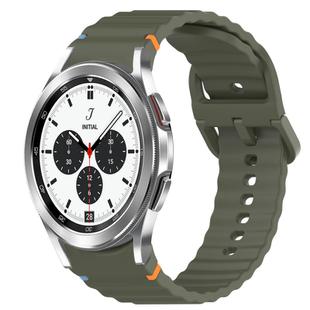 For Samsung  Galaxy Watch 4 Classic 42mm Wavy Grain Stitched Quick Release Silicone Watch Band(Army Green)