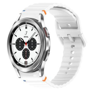 For Samsung  Galaxy Watch 4 Classic 46mm Wavy Grain Stitched Quick Release Silicone Watch Band(White)