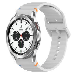 For Samsung  Galaxy Watch 4 Classic 46mm Wavy Grain Stitched Quick Release Silicone Watch Band(Light Grey)