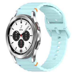 For Samsung  Galaxy Watch 4 Classic 46mm Wavy Grain Stitched Quick Release Silicone Watch Band(Light Blue)