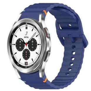 For Samsung  Galaxy Watch 4 Classic 46mm Wavy Grain Stitched Quick Release Silicone Watch Band(Midnight Blue)