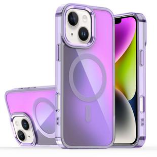 For iPhone 14 Bright Shadow Magsafe Discoloration Phone Case(Purple)