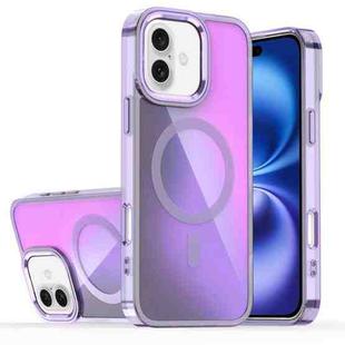 For iPhone 16 Bright Shadow Magsafe Discoloration Phone Case(Purple)