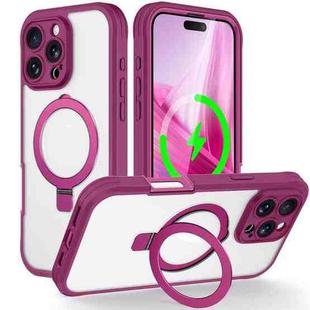 For iPhone 16 Pro Skin Feel MagSafe Holder 360 Full Body Phone Case(Rose Red)