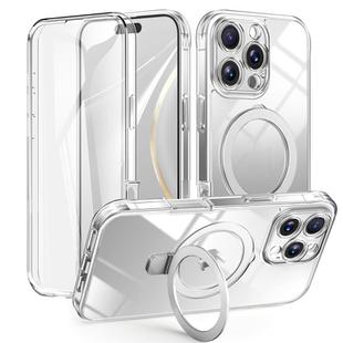 For iPhone 16 Pro Skin Feel MagSafe Holder 360 Full Body Phone Case(Transparent)