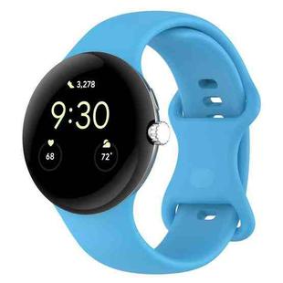 For Google Pixel Watch 3 45mm Butterfly Color Buckle Silicone Watch Band, Size: S(Sky Blue)