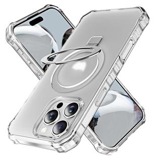 For iPhone 16 Pro Max Frosted Wave MagSafe Holder Phone Case(Transparent)