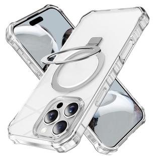 For iPhone 16 Pro Max Clear Wave MagSafe Holder Phone Case(Transparent)