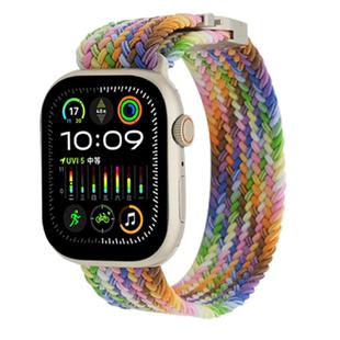 For Apple Watch 46mm / Ultra 49mm / 45mm / 44mm Metal Buckle Nylon Braided Watch Band(Color)