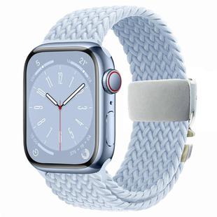 For Apple Watch 46mm / 49mm / 45mm / 44mm Metal Buckle Nylon Braided Watch Band(Light Blue)