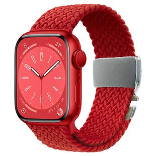 For Apple Watch 46mm / 49mm / 45mm / 44mm Metal Buckle Nylon Braided Watch Band(Red)