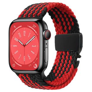 For Apple Watch 46mm / Ultra 49mm / 45mm / 44mm Metal Buckle Nylon Braided Watch Band(Z Black Red)