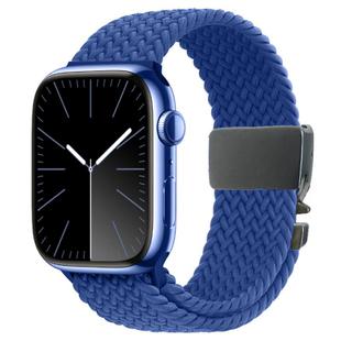 For Apple Watch 46mm / 49mm / 45mm / 44mm Metal Buckle Nylon Braided Watch Band(Storm Blue)