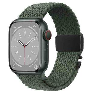 For Apple Watch 46mm / 49mm / 45mm / 44mm Metal Buckle Nylon Braided Watch Band(Olive Green)