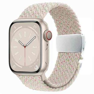 For Apple Watch 42mm / 9 41mm / 40mm / 38mm Metal Buckle Nylon Braided Watch Band(Starlight Color)