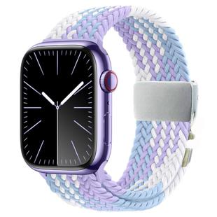 For Apple Watch 42mm / 9 41mm / 40mm / 38mm Metal Buckle Nylon Braided Watch Band(Violet)