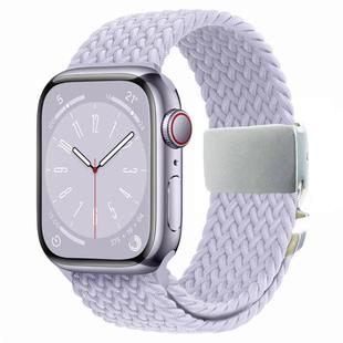 For Apple Watch 42mm / 9 41mm / 40mm / 38mm Metal Buckle Nylon Braided Watch Band(Purple)