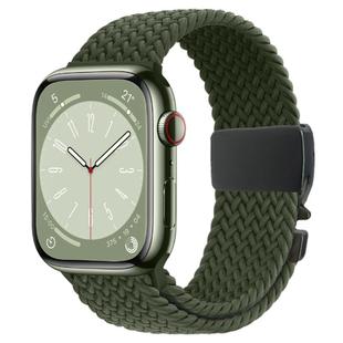 For Apple Watch 42mm / 9 41mm / 40mm / 38mm Metal Buckle Nylon Braided Watch Band(Alfalfa Grass)