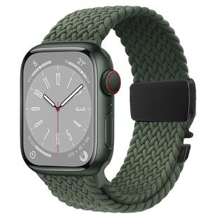 For Apple Watch 42mm / 9 41mm / 40mm / 38mm Metal Buckle Nylon Braided Watch Band(Olive Green)