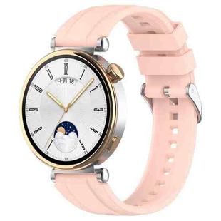 For Huawei Watch GT 5 46mm Silver Buckle Quick Release Silicone Watch Band(Light Pink)