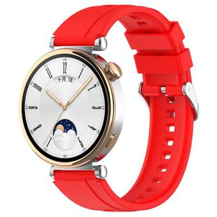 For Huawei Watch GT 5 41mm Silver Buckle Quick Release Silicone Watch Band(Red)