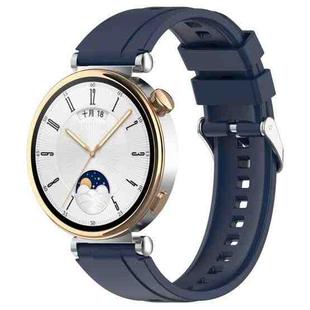 For Huawei Watch GT 5 41mm Silver Buckle Quick Release Silicone Watch Band(Midnight Blue)