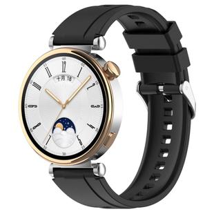 For Huawei Watch GT 5 Pro 46mm Silver Buckle Quick Release Silicone Watch Band(Black)