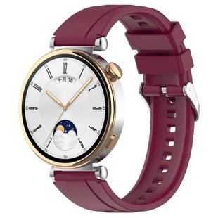 For Huawei Watch GT 5 Pro 46mm Silver Buckle Quick Release Silicone Watch Band(Wine Red)