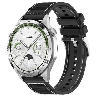 For Huawei Watch GT 5 Pro 46mm Hybrid Nylon Braid Silicone Watch Band(Black)