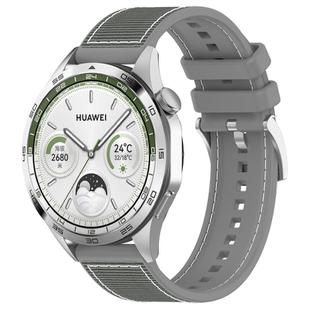 For Huawei Watch GT 5 46mm Hybrid Nylon Braid Silicone Watch Band(Gray)